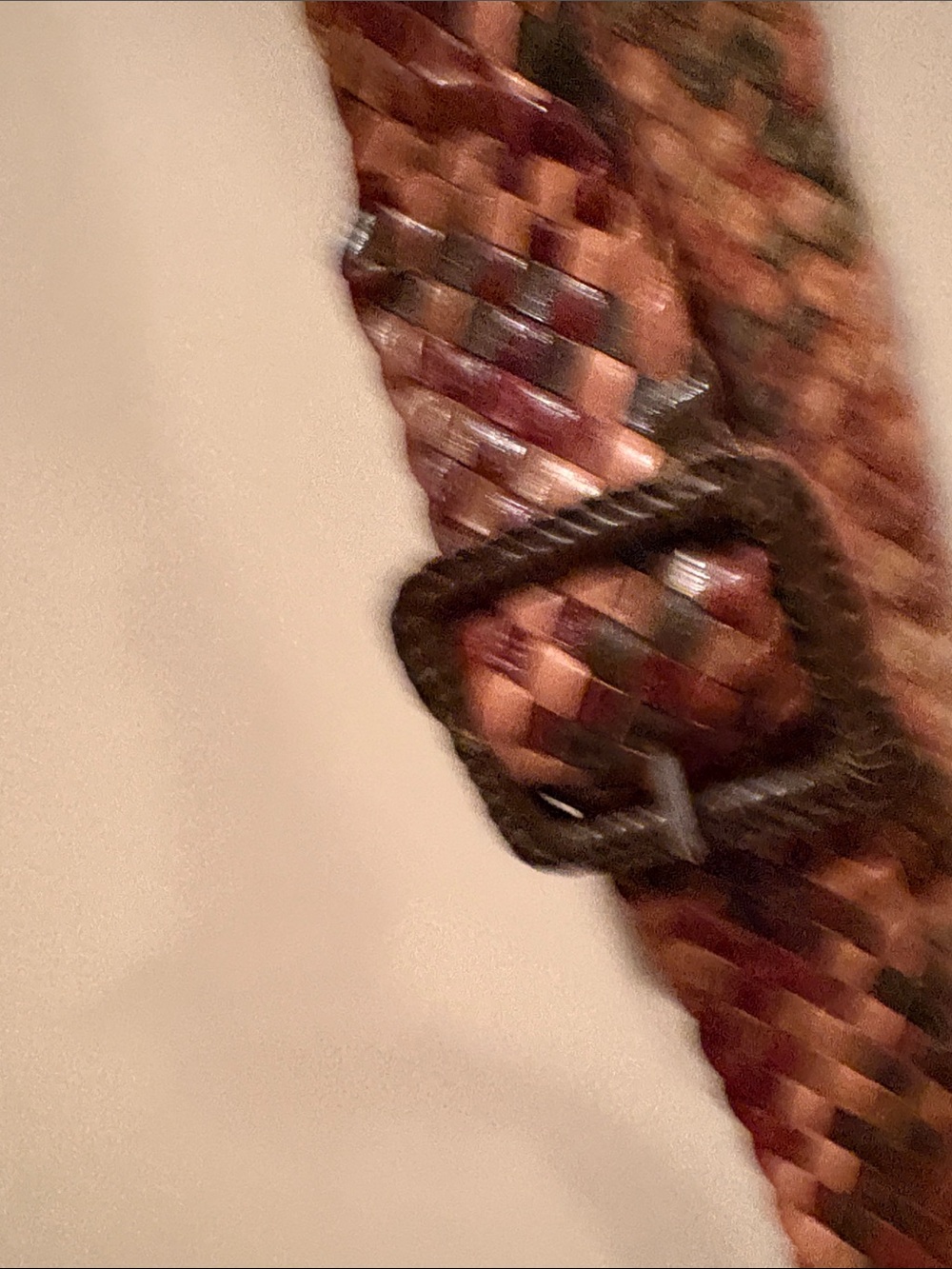Woven Leather Belt in Brown and Tan with Metal Buckle